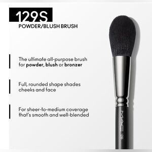 Mac 129S Powder/Blush Makeup Brush Synthetic Bristles Brand New Authentic